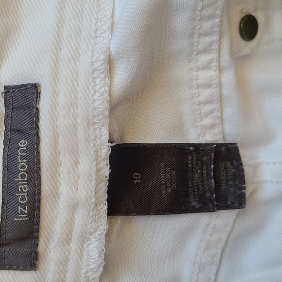 Vintage Liz Claiborne White Midi Jean Skirt with Antique Brass Rivets Size 10 - Picture 4 of 7